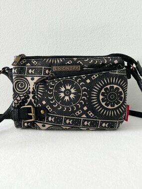 UNION BAY Crossbody Purse Bag Sun Moon Celestial Cotton Canvas Adjustable Strap